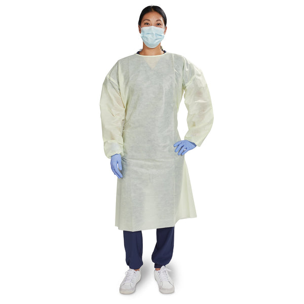 McKesson Protective Procedure Gown X-Large Yellow NonSterile AAMI Level 2 Disposable (1247994_BG) 10/BG