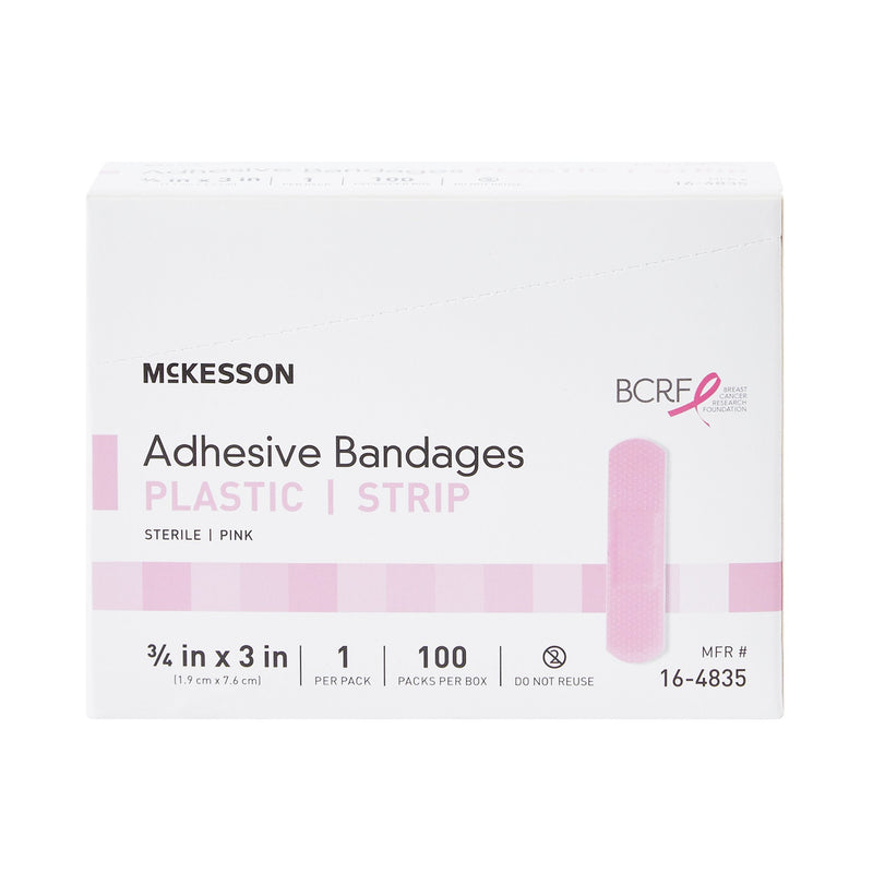 McKesson Adhesive Strip 3/4 X 3 Inch Plastic Rectangle Pink Sterile (1055594_CS) 2400/CS