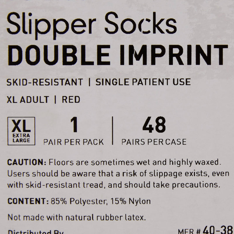 McKesson Terries™ Slipper Socks Unisex Adult X-Large Double Tread Single Patient Use Red (553042_PR) 1/PR