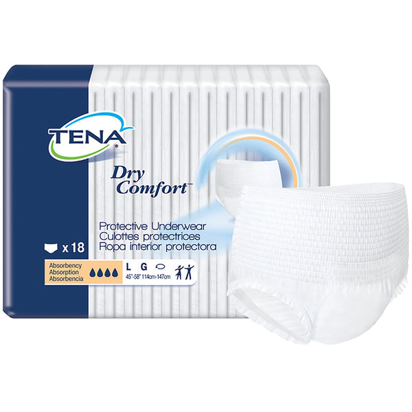 TENA® Dry Comfort™ Unisex Adult Absorbent Underwear Pull On with Tear Away Seams Large Disposable Moderate Absorbency (959413_CS) 72/CS