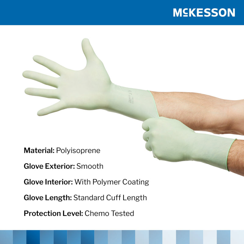 McKesson Perry® Performance Plus Surgical Glove Size 7.5 Sterile Polyisoprene Standard Cuff Length Smooth Green Chemo Tested (1044723_BX) 50/BX