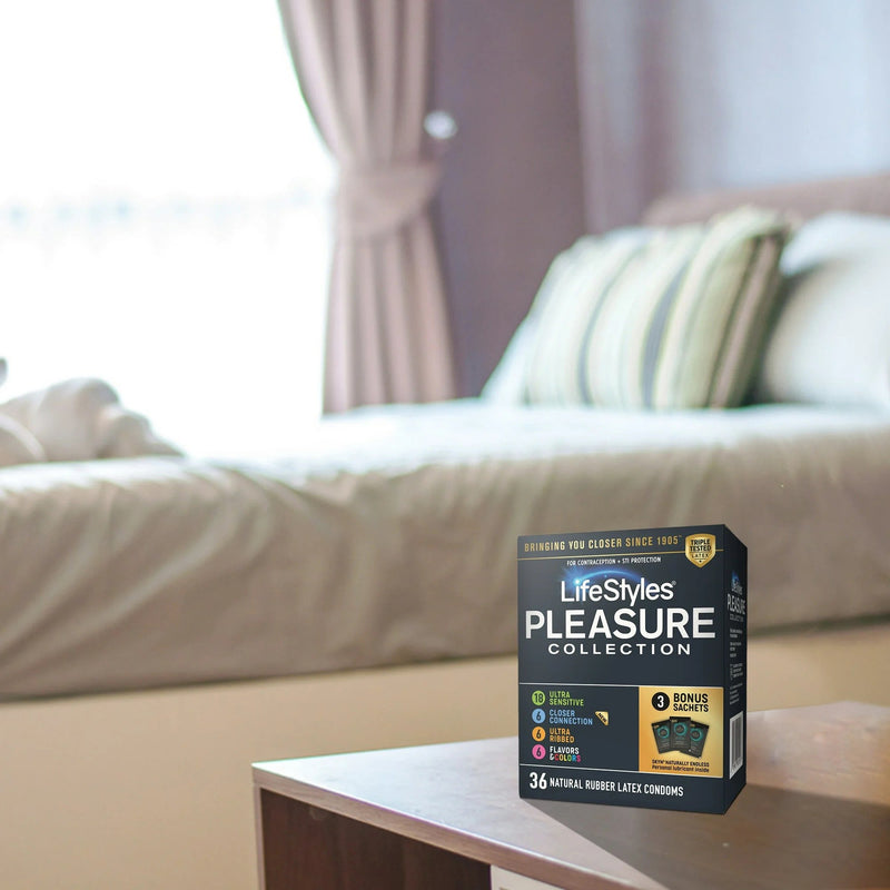 Lifestyles® Pleasure Collection Condom Variety Pack Lubricated One Size Fits Most 36 Per Box (1256944_BX) 1/BX