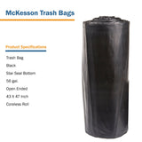 McKesson Trash Bag 56 gal. Black LLDPE 1.5 mil 43 X 47 Inch Star Seal Bottom Coreless Roll (1137659_CS) 100/CS