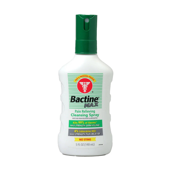 Bactine® MAX Cleansing Spray Pain Relieving Antiseptic BZK (Benzalkonium Chloride) / Lidocaine HCl Topical Liquid 5 oz. Spray Bottle (1206938_EA) 1/EA