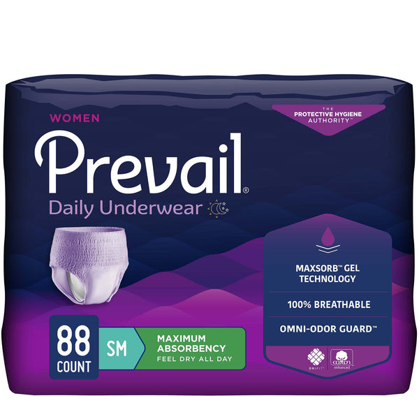 Prevail® Daily Underwear Female Adult Absorbent Underwear Pull On with Tear Away Seams Small Disposable Heavy Absorbency (1178181_BG) 22/BG