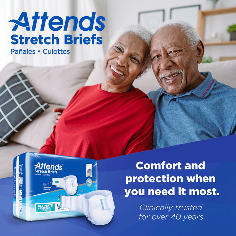 Attends® Stretch Unisex Adult Incontinence Brief Large / X-Large Disposable Heavy Absorbency (981738_CS) 96/CS