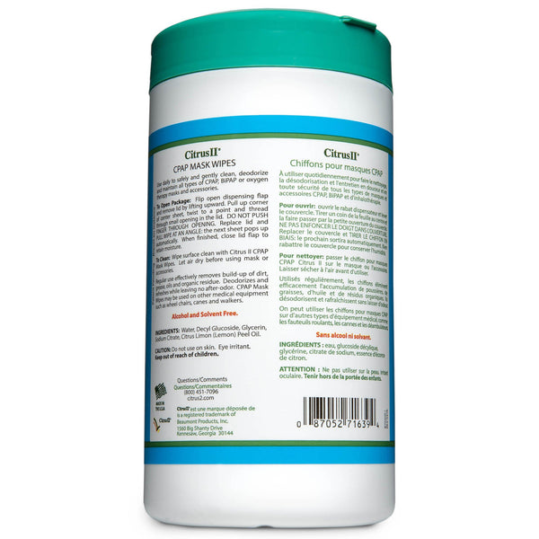 Citrus II CPAP Wipes 5 X 8 Inch, 7.5 oz (686905_CS) 12/CS