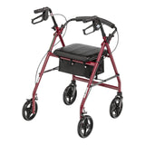 McKesson 4 Wheel Rollator Red Adjustable Height Aluminum Frame (1205410_CS) 1/CS