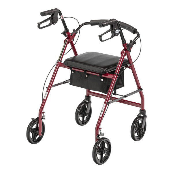 McKesson 4 Wheel Rollator Red Adjustable Height Aluminum Frame (1205410_CS) 1/CS