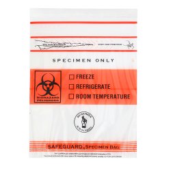SafeGuard® TearZone® Specimen Transport Bag with Document Pouch 6 X 9 Inch Zip Closure Biohazard Symbol / Storage Instructions NonSterile (1014674_CS) 1000/CS