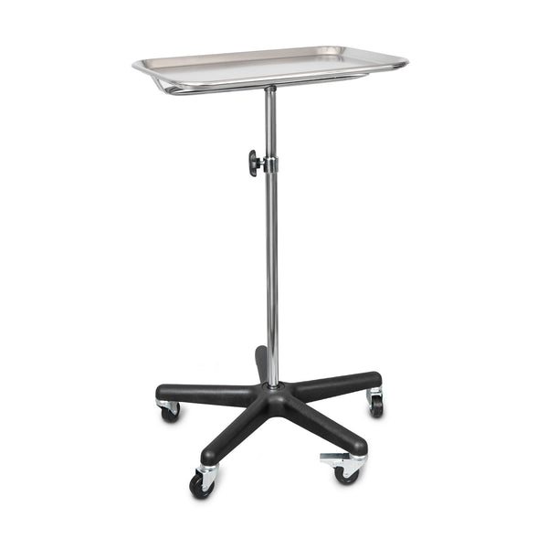 Tech-Med Mobile Instrument Stand Hand Operated Single Post 5-Leg Base Small Tray (640185_EA) 1/EA