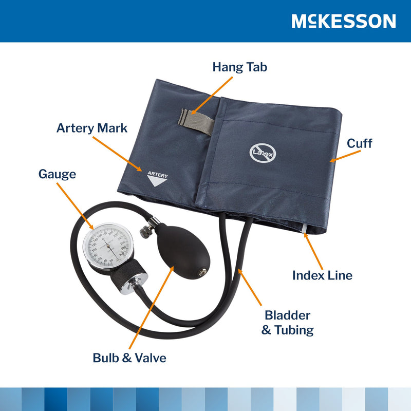 McKesson Brand Aneroid Sphygmomanometer Unit Large Adult Cuff Nylon Cuff 34 - 50 cm Pocket Aneroid (803198_BX) 1/BX