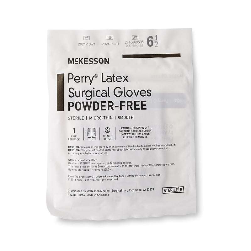 McKesson Perry® Surgical Glove Size 6.5 Sterile Latex Standard Cuff Length Smooth Brown Not Chemo Approved (1044729_BX) 50/BX