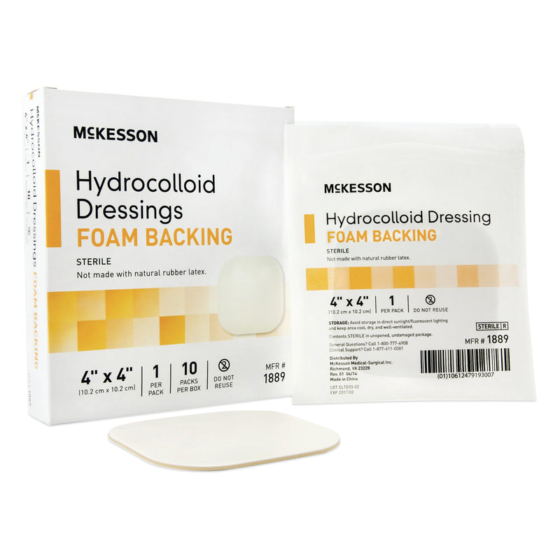 McKesson Hydrocolloid Dressing Foam Backing 4 X 4 Inch Square Hydrocolloid / Foam (882995_EA) 1/EA