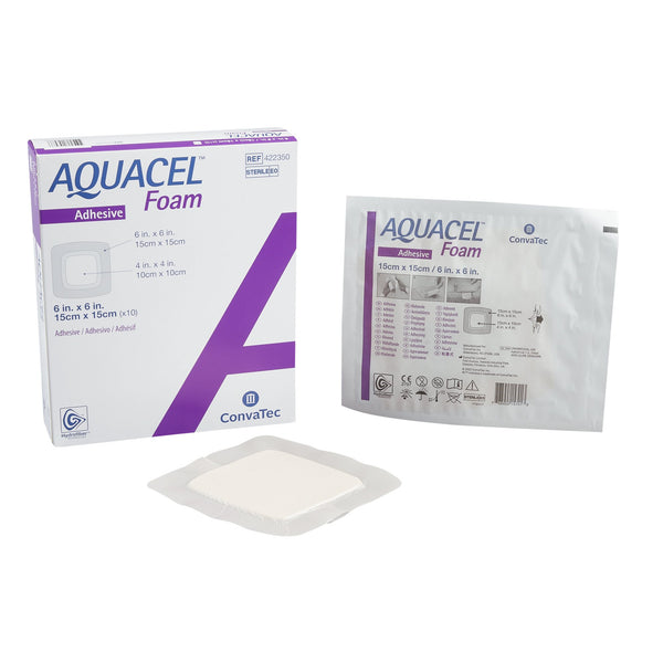 Aquacel® Foam Dressing 6 X 6 Inch With Border Waterproof Film Backing Silicone Adhesive Square Sterile (1118894_BX) 10/BX