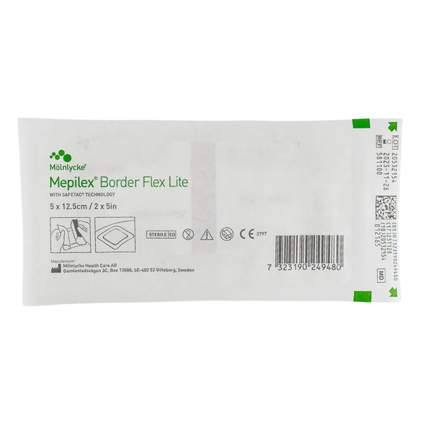 Mepilex® Border Flex Lite Thin Foam Dressing 2 X 5 Inch With Border Film Backing Silicone Adhesive Rectangle Sterile (1195995_EA) 1/EA