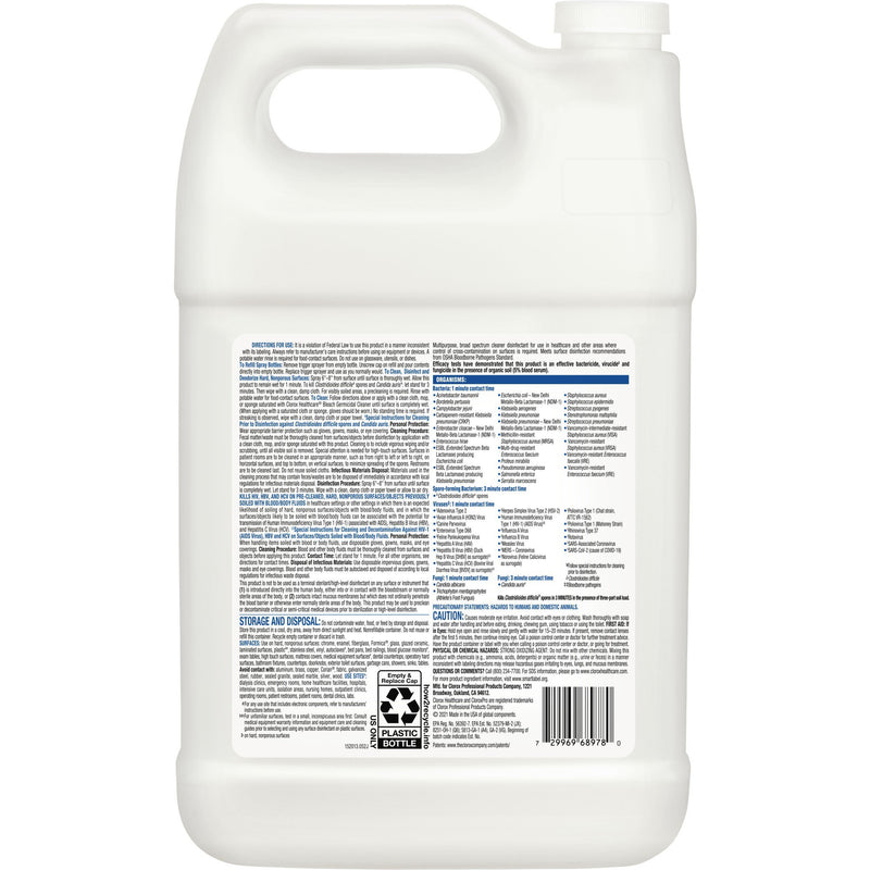 Clorox Healthcare® Bleach Germicidal Surface Disinfectant Cleaner Refill Manual Pour Liquid 1 gal. Jug Fruity Floral Bleach Scent NonSterile (272962_GL) 1/GL