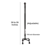 McKesson Small Base Quad Cane Steel 30 to 39 Inch Height Black (1065220_CS) 4/CS