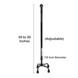 McKesson Small Base Quad Cane Steel 30 to 39 Inch Height Black (1065220_EA) 1/EA