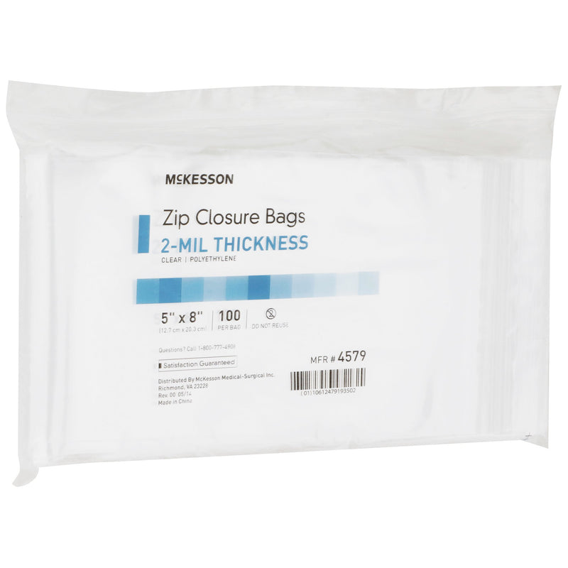 McKesson Reclosable Bag 5 X 8 Inch Polyethylene Clear Zipper Closure (1057373_CS) 40/CS