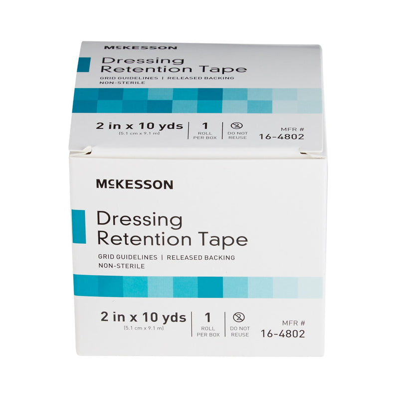 McKesson Water Resistant Dressing Retention Tape with Liner White 2 Inch X 10 Yard Nonwoven / Printed Release Paper NonSterile (1087971_BX) 1/BX