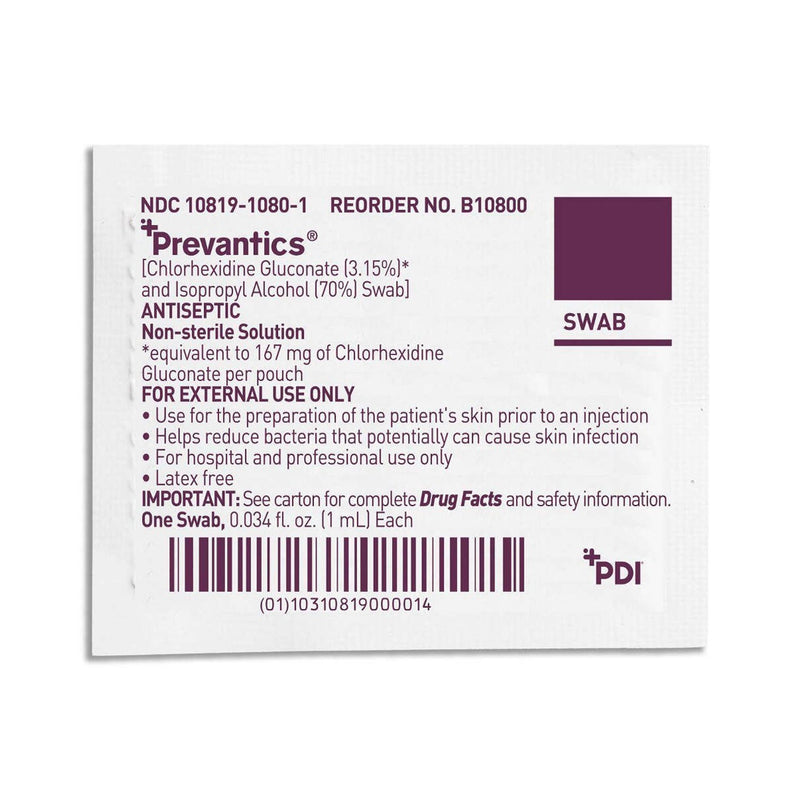 Prevantics® Antiseptic Prep Pad 3.15% / 70% Strength CHG (Chlorhexidine Gluconate) / Isopropyl Alcohol Individual Packet NonSterile (532824_EA) 1/EA