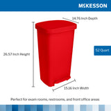 McKesson Trash Can 52 Quart / 13 gal. Red Plastic Rectangular (1223702_EA) 1/EA