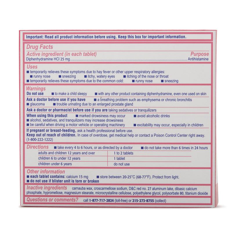 Benadryl® Allergy Relief 25 mg Strength Tablet 24 per Box (825634_CT) 24/CT