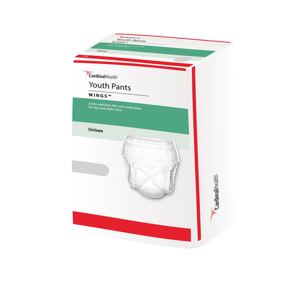 Cardinal Health™ Wings™ Unisex Youth Absorbent Underwear Pull On with Tear Away Seams Small / Medium Disposable Heavy Absorbency (724711_CS) 4/CS