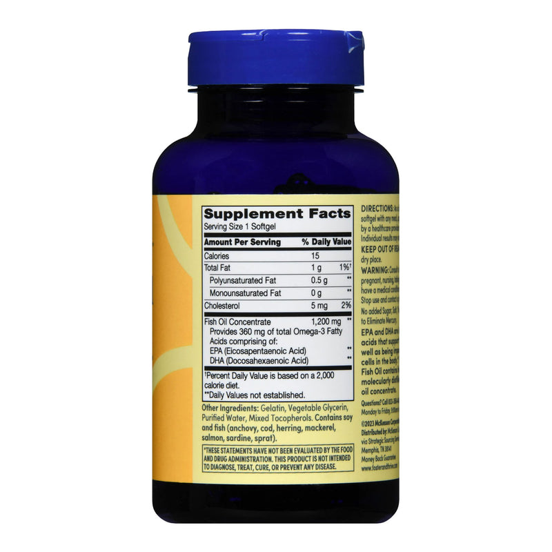 Foster & Thrive™ Omega 3 Supplement Fish Oil 1,200 mg Strength Softgel 100 per Bottle (1238889_BT) 1/BT