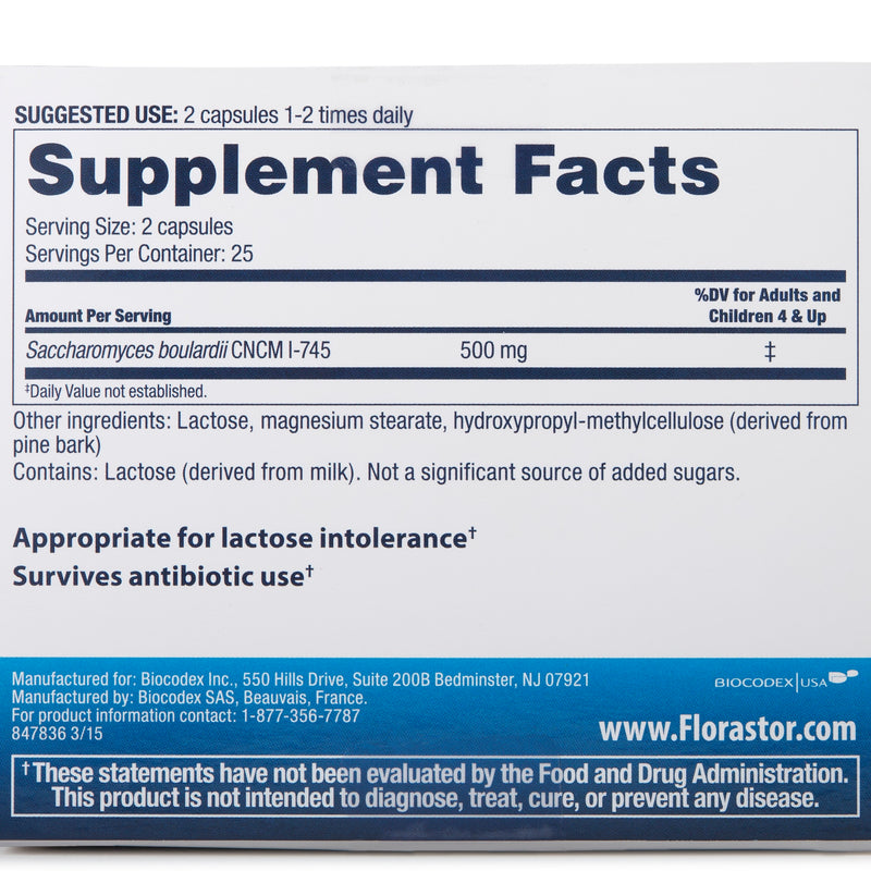 Florastor® Probiotic Dietary Supplement 50 per Bottle Capsule (582286_EA) 1/EA