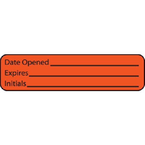 MedVision® Pre-Printed / Write On Label Auxiliary Label Orange Paper DATE OPENED____/EXPIRE___/Initials Black Quality Control Label 5/16 X 1-1/4 Inch (988229_RL) 1/RL