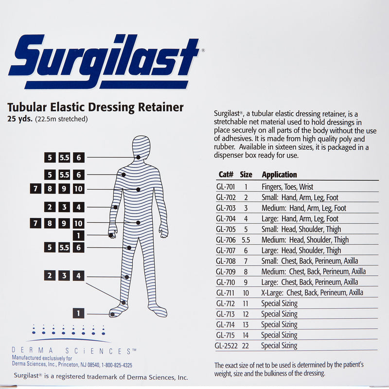 Surgilast® Elastic Net Retainer Dressing Tubular Elastic 25 Yard Size 4 White Large Hand / Arm / Leg / Foot NonSterile (450915_BX) 1/BX