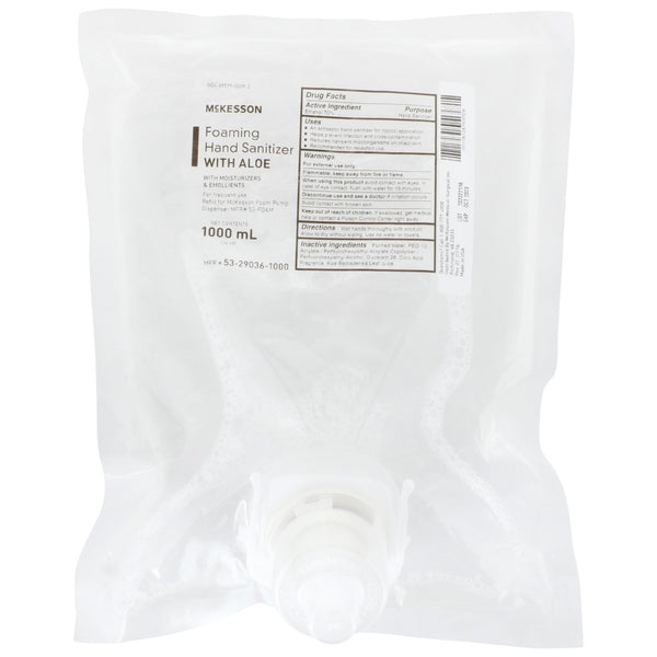 McKesson Hand Sanitizer with Aloe 1,000 mL Ethyl Alcohol Foaming Dispenser Refill Bag (957986_CS) 4/CS