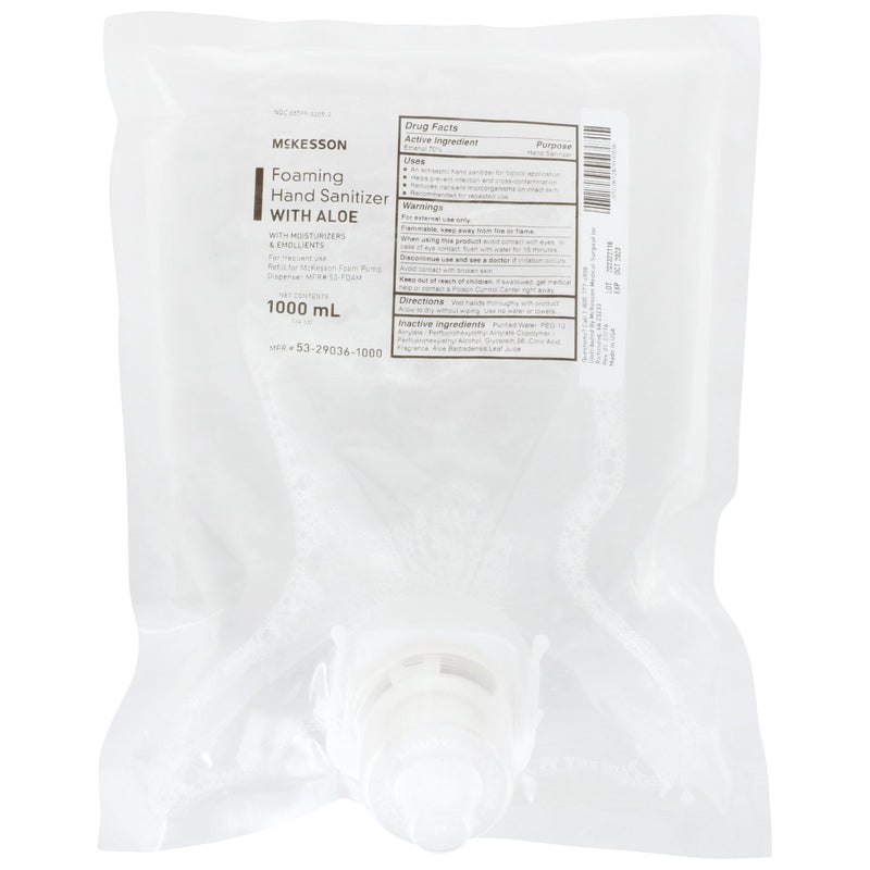 McKesson Hand Sanitizer with Aloe 1,000 mL Ethyl Alcohol Foaming Dispenser Refill Bag (957986_CS) 4/CS