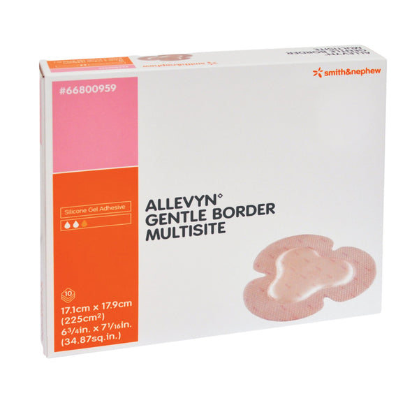 Allevyn Gentle Border Foam Dressing 6-3/4 X 7-5/8 Inch With Border Film Backing Silicone Gel Adhesive Multisite Sterile (784969_BX) 10/BX