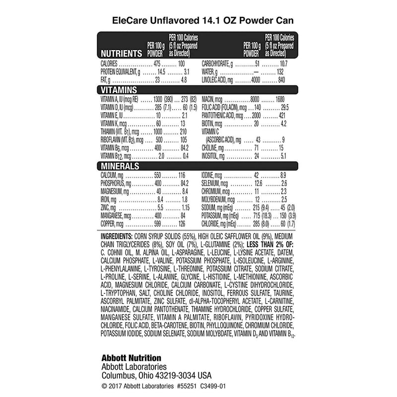 EleCare® Infant Formula Unflavored 14.1 oz. Can Powder Iron Food Allergies (772259_EA) 1/EA