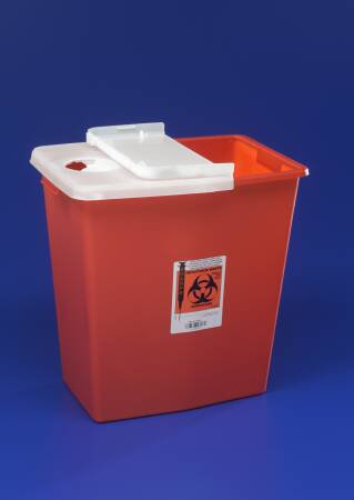 SharpSafety™ Sharps Container Red Base 18-3/4 H X 18-1/4 W X 12-3/4 D Inch Vertical Entry 12 Gallon (279131_EA) 1/EA