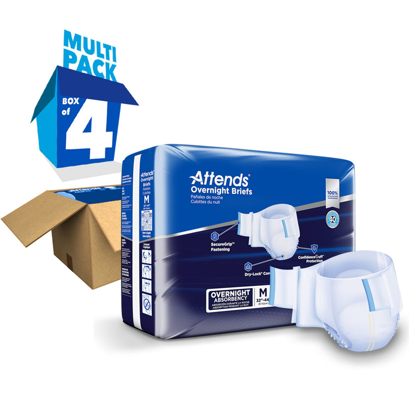 Attends® Overnight Unisex Adult Incontinence Brief Medium Disposable Heavy Absorbency (1078990_CS) 72/CS