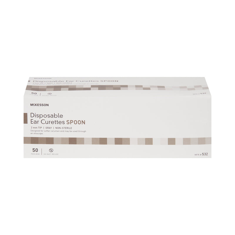McKesson Ear Curette Handle with Grooves 2 mm Tip Cup Tip (911819_BX) 1/BX