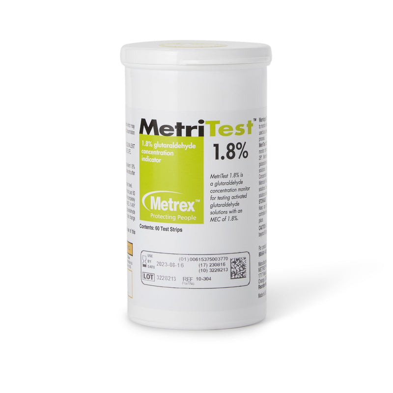 MetriTest™ 1.8% Glutaraldehyde Concentration Indicator Pad 60 Test Strips Bottle Single Use (459974_BT) 60/BT