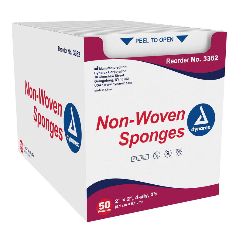Dynarex® Nonwoven Sponge 2 X 2 Inch 4-Ply Sterile 2 per Pack (1139937_BX) 50/BX