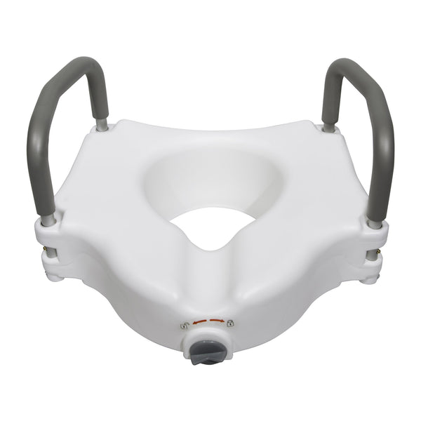 McKesson Raised Toilet Seat with Arms 5 Inch Height Standard / Elongated 300 lbs. Weight Capacity (1065229_EA) 1/EA