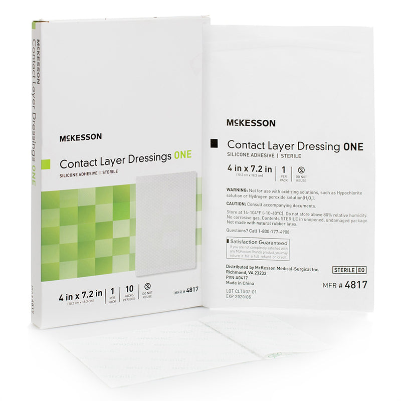 McKesson Wound Contact Layer Dressing 4 X 7.2 Inch Sterile (1083096_BX) 10/BX