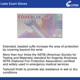 CODEBLUE® PF Exam Glove Large NonSterile Latex Extended Cuff Length Fully Textured Blue Not Rated (546242_BX) 1/BX