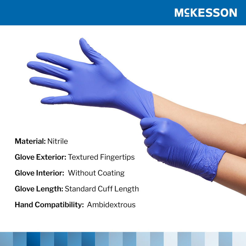 McKesson Confiderm® 3.0 Exam Glove Small NonSterile Nitrile Standard Cuff Length Textured Fingertips Blue Not Rated (957801_BX) 1/BX