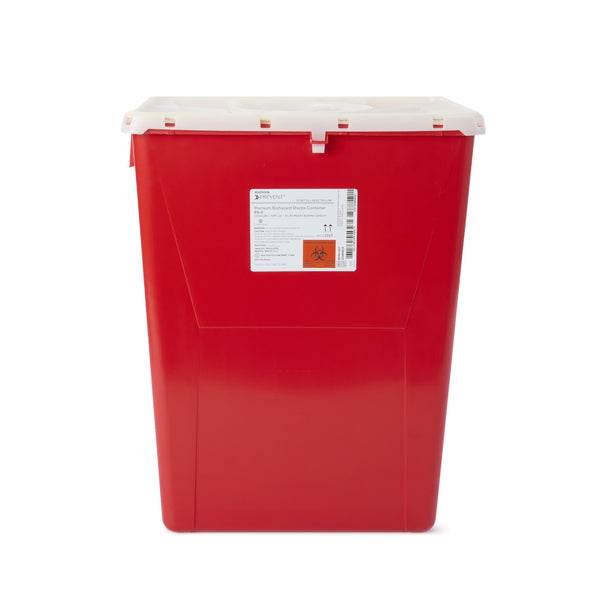 McKesson Prevent® Sharps Container Red Base 20-4/5 H X 17-3/10 W X 13 L Inch Vertical Entry 12 Gallon (854429_CS) 8/CS