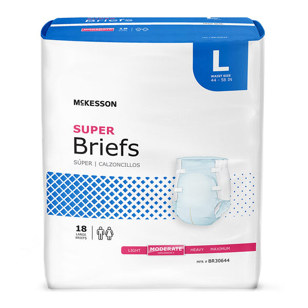 McKesson Unisex Adult Incontinence Brief Large Disposable Moderate Absorbency (1123842_CS) 72/CS