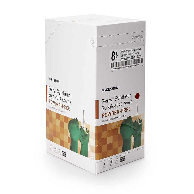 McKesson Perry® Performance Plus Surgical Glove Size 8.5 Sterile Polychloroprene Standard Cuff Length Smooth Dark Green Chemo Tested (1044741_BX) 50/BX