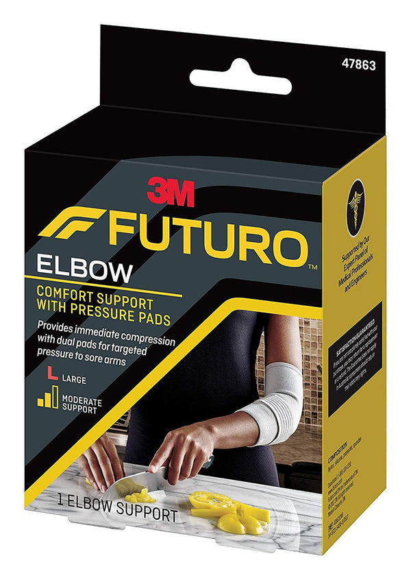 3M™ Futuro™ Elbow Support with Pressure Pads Large Pull-On / Hook and Loop Strap Closure Sleeve Left or Right Elbow 11 to 12 Inch Elbow Circumference Gray (971908_EA) 1/EA